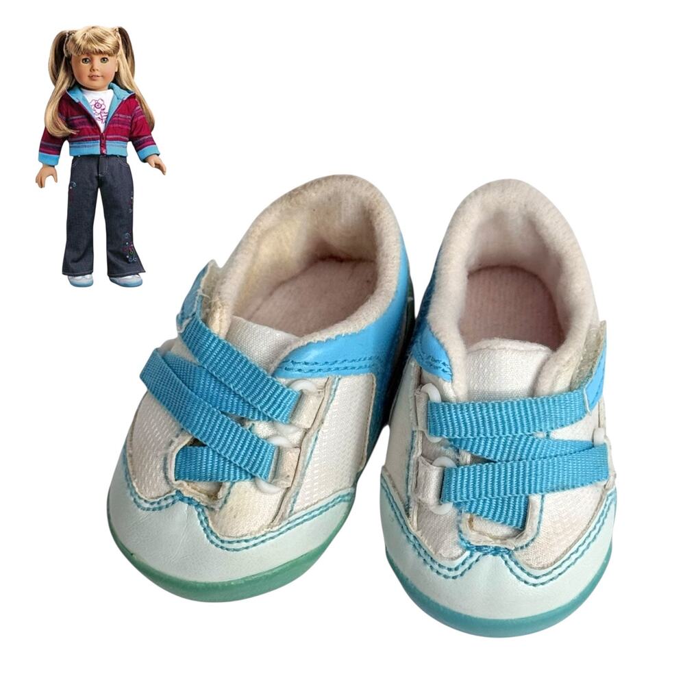 American Girl Doll Shoes Ready For Fun Meet Outfit Accessories Sneakers Blue Vtg